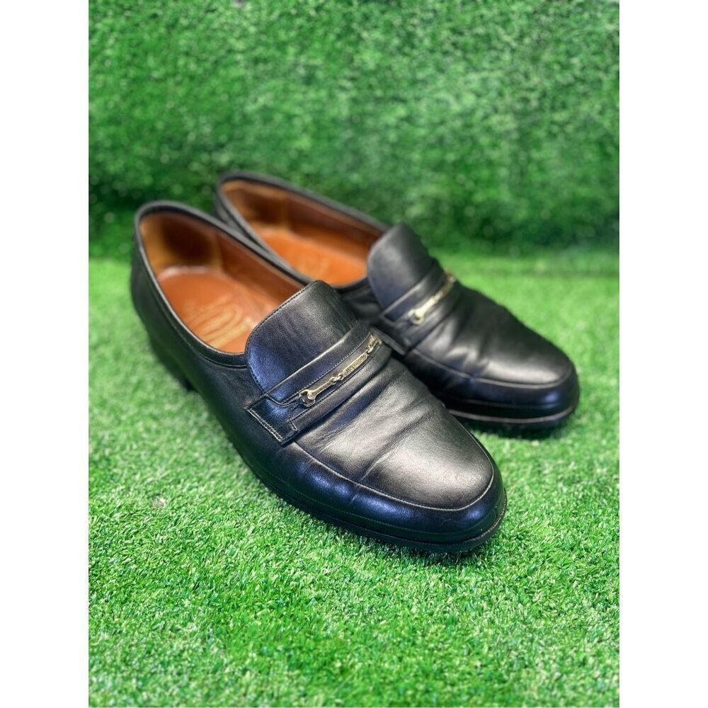 Jean Pierre Dress Shoes Size 6 Men’s Black Genuine Leather Loafers Slip On